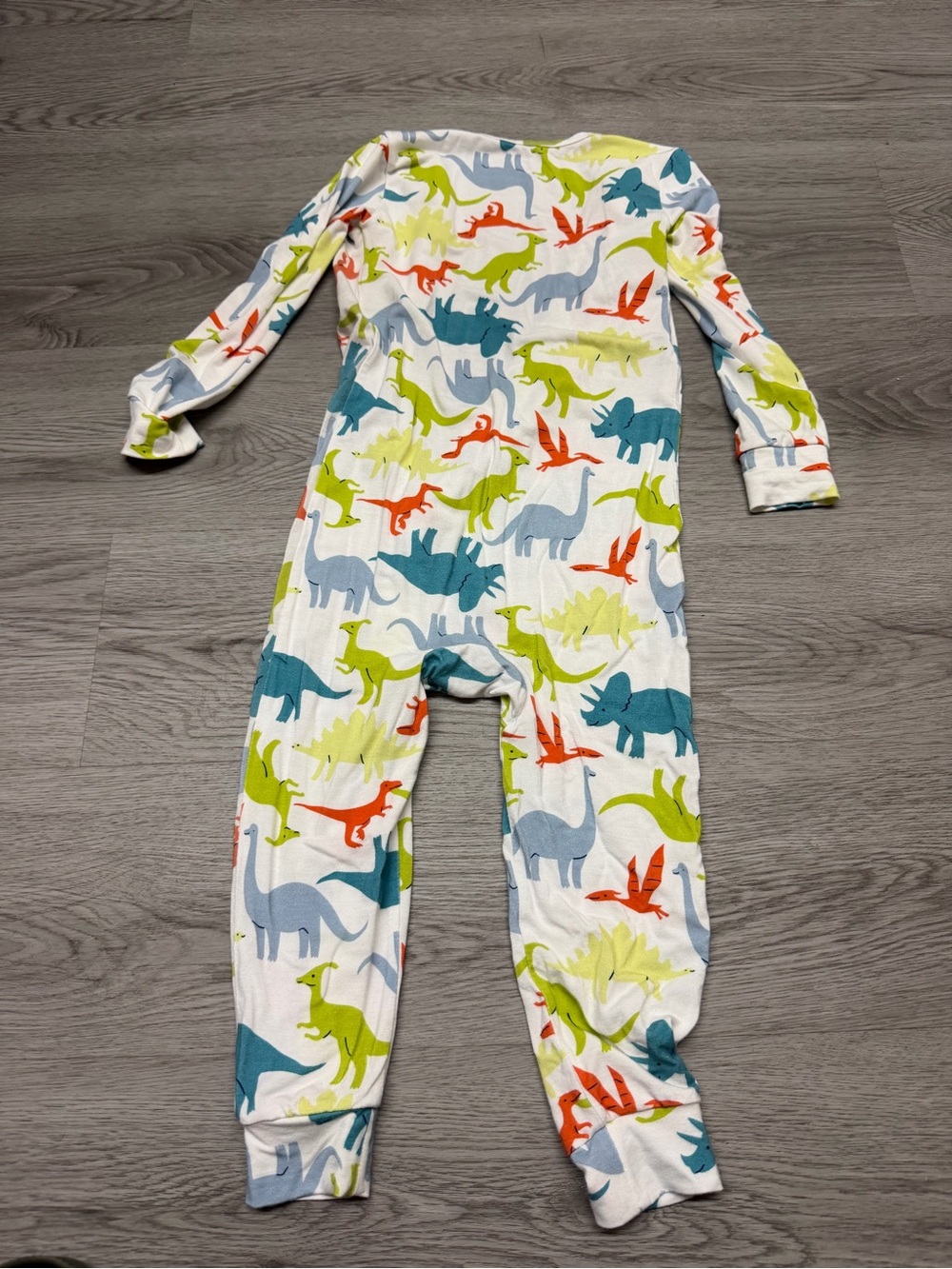 Quince Kids White Dinosaur One-Piece Pajamas - Multicolor Dino Print 2T
